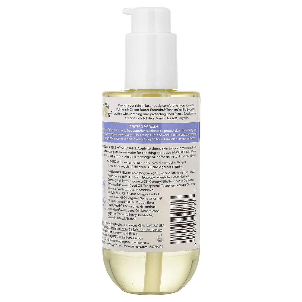 Palmer's, Cocoa Butter Formula® с витамином Е, увлажняющее масло для тела, таитянская ваниль, 192 мл (6,5 жидк. унции)