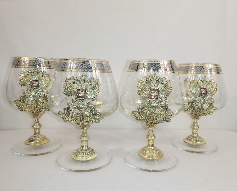 Набор из 4-х бокалов для коньяка "Россия" (подарочный футляр)