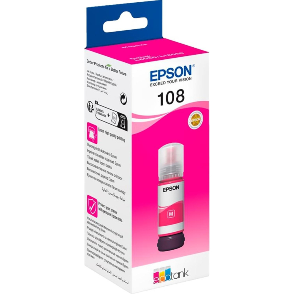 Чернила Epson 108 EcoTank Ink C13T09C34A для EpsonL8050/L18050,Magenta 70ml