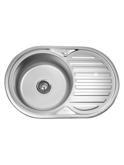 Мойка врезная овал 770*500 0,6/180 УНИВЕРСАЛ слив 3 1/2" + сифон