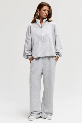 Олимпийка на молнии цвета серый меланж