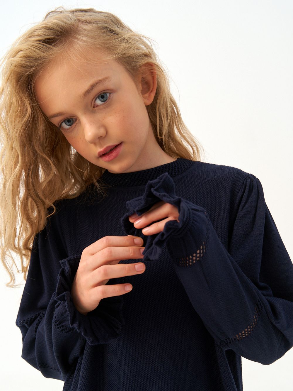 Платье для девочки с длинным рукавом AT1039 синий