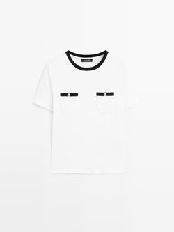 Massimo Dutti Футболка с карманами, белый