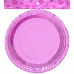Тарелка бумажная 18 см в наборе 10 шт «Диско», Розовая