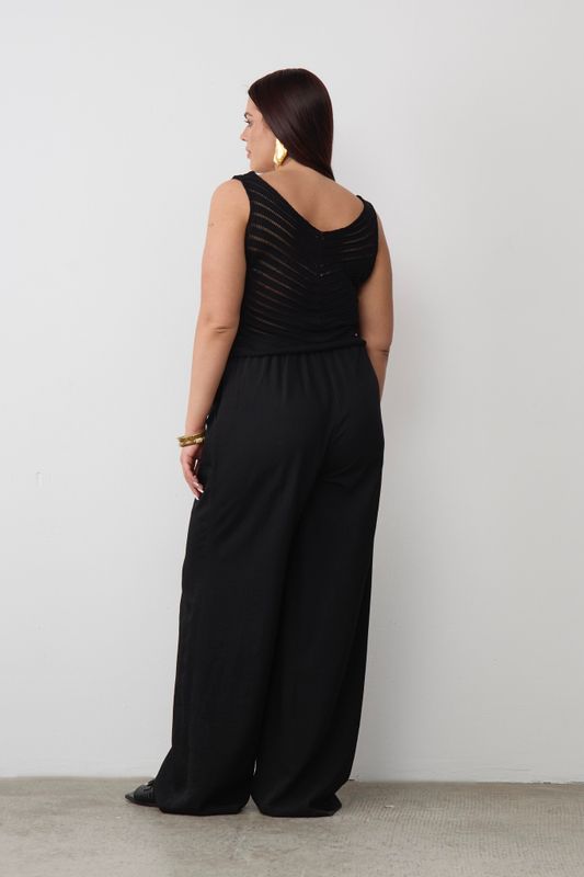 Майка вязаная ажурная, черный