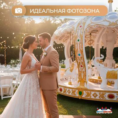 Электрическая свадебная карусель «Сказка» с LED-подсветкой, 12 мест