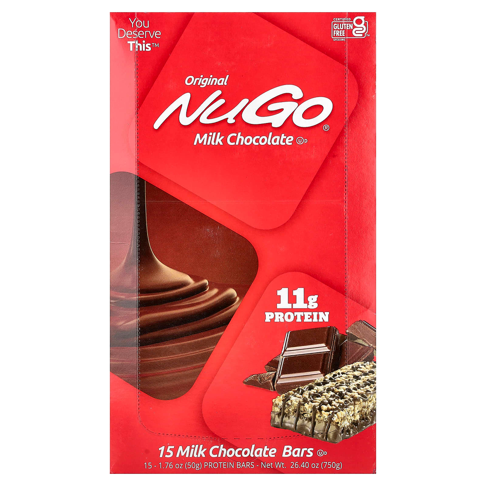 NuGo Nutrition, Original Bar, молочный шоколад, 15 батончиков, 50 г (1,76 унции)
