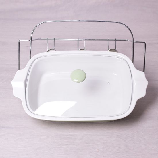 Мармит керамический прямоугольный 3.7 л со стеклянной крышкой (оливковый, розовый) Kamille