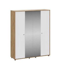 Милан Шкаф четырехстворчатый Дуб Золотой/Белый/Белый Матовый