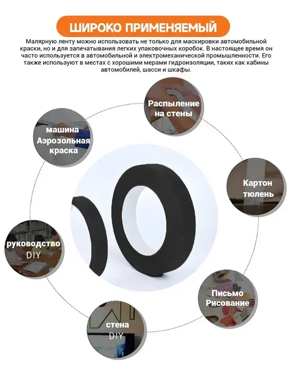 Малярная лента чёрная 5 шт. 20 мм для ремонта/DIY