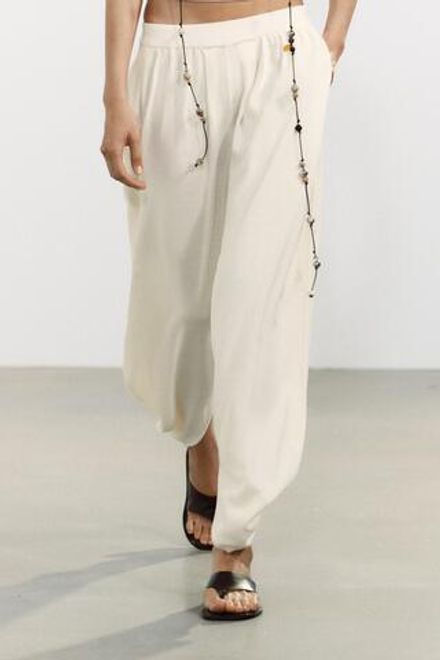 ZARA ТРИКОТАЖНЫЕ ШАРОВАРЫ, БЕЛЫЙ