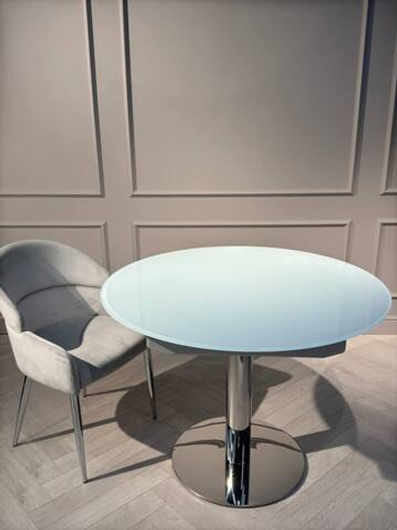 Стол обеденный Ist Casa раскладной Флорис, 102(166)х102х77 см, белое стекло