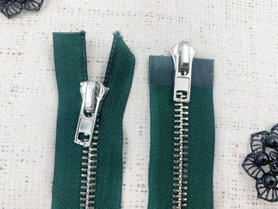 Молния металл Т8, L 85 см, 2 бегунка, зелёный/никель