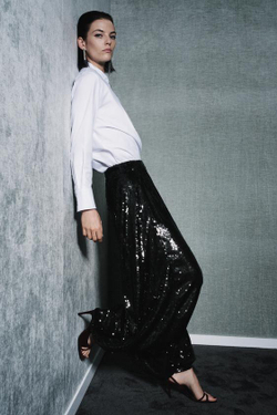 ZARA БРЮКИ-ШАРЫ С ПАЙЕТКАМИ — ZW COLLECTION LIMITED EDITION, ЧЕРНЫЙ