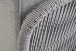 "Канны" угловой модуль плетеный из роупа, каркас алюминий белый шагрень, роуп светло-серый круглый, ткань светло-серая