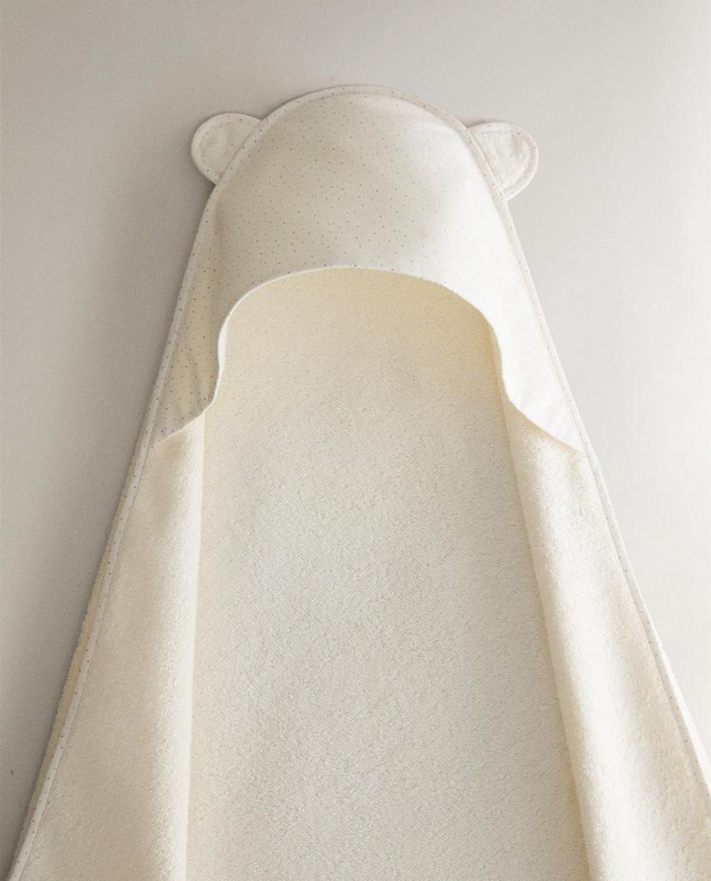 ZARA HOME ДЕТСКОЕ ПОЛОТЕНЦЕ С КАПЮШОНОМ И УШКАМИ, СВЕТЛО-БЕЖЕВЫЙ
