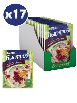 Каша Быстров Овсяная с Брусникой и медом (17 шт/уп)