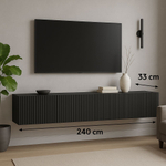 Подвесная тумба под ТВ 240 см белая матовая, МДФ, 4 откидных ящика, минимализм