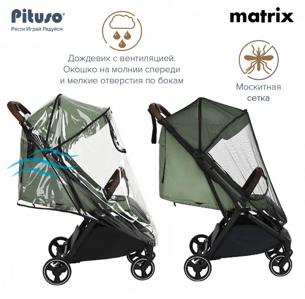 Коляска прогулочная Pituso Matrix PU Emerald mood