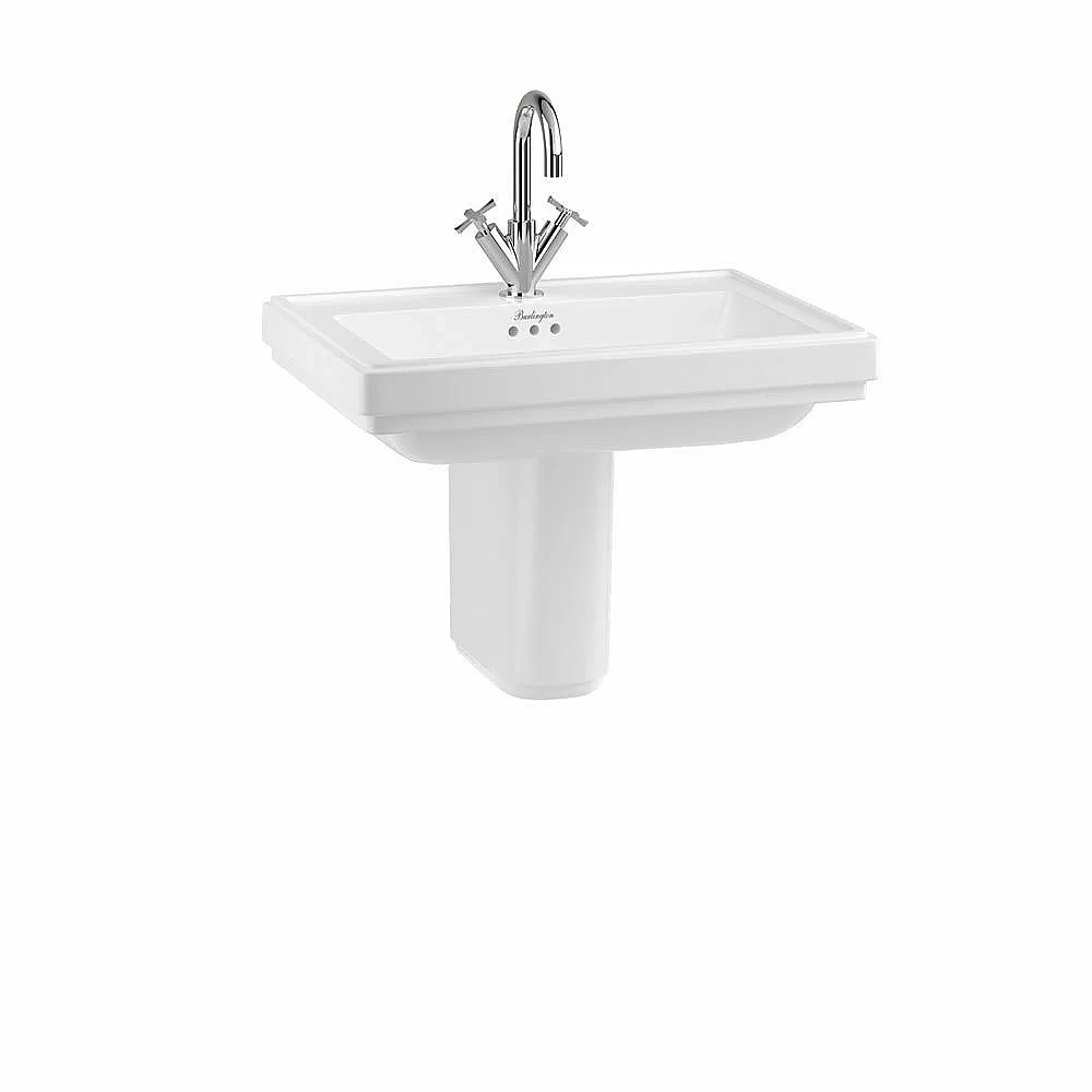 Раковина на полупьедестале Burlington Riviera 65 RIV2 1TH RIV7 с 1 отверстием белая