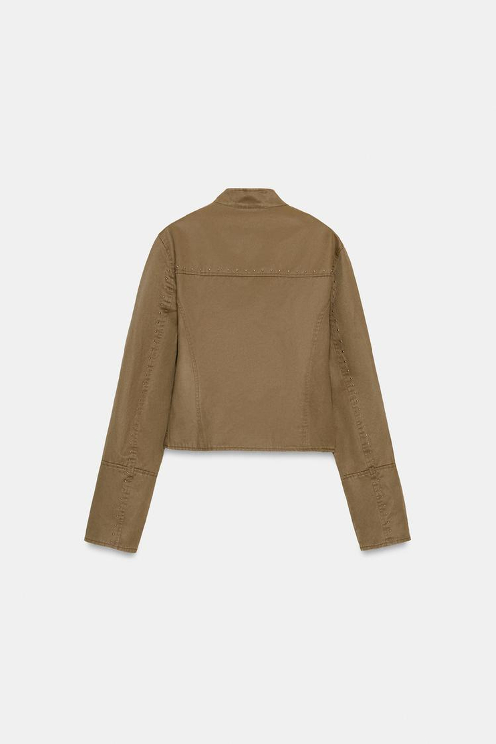 ZARA КУРТКА С ЗАКЛЕПКАМИ И ЭФФЕКТОМ ПОТЕРТОСТИ, СВЕТЛЫЙ ХАКИ