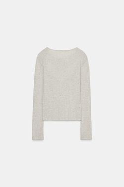 ZARA КАРДИГАН С КРУЖЕВНЫМ ТОПОМ, ПЕСОЧНЫЙ МЕЛАНЖ