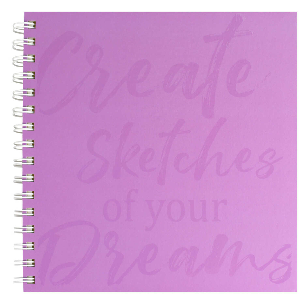 Альбом для рисования (Скетчпад) 210х210 мм, 40 л, блок - белый офсет 160 г/м², арт. 70190 КОТ И ЛАВАНДА /обложка полноцветная печать, твёрдый переплёт на гребне, матовая ламинация, УФ-лак выборочный /