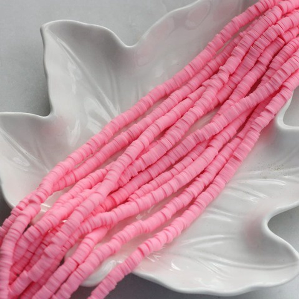 9904-р Нить каучуковых бусин, 4мм, розовый, 38см