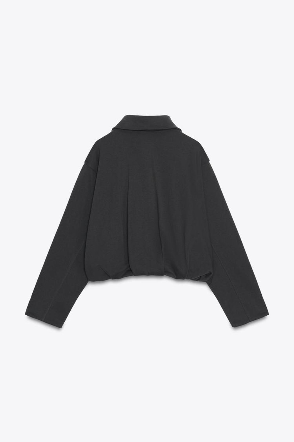 ZARA БОМБЕР ИЗ МЯГКОЙ ТКАНИ СО СКЛАДКАМИ, УГОЛЬНЫЙ