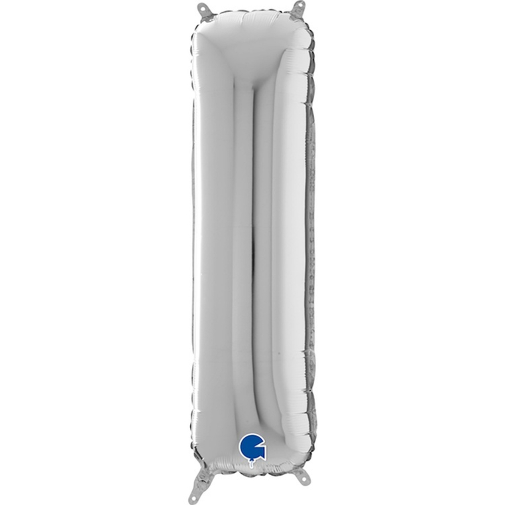 Фольгированная фигура, Буква I 66 см Silver