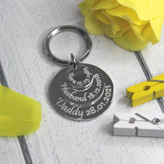 Тройной брелок LifeParts с гравировкой на заказ, 35 мм (сталь)