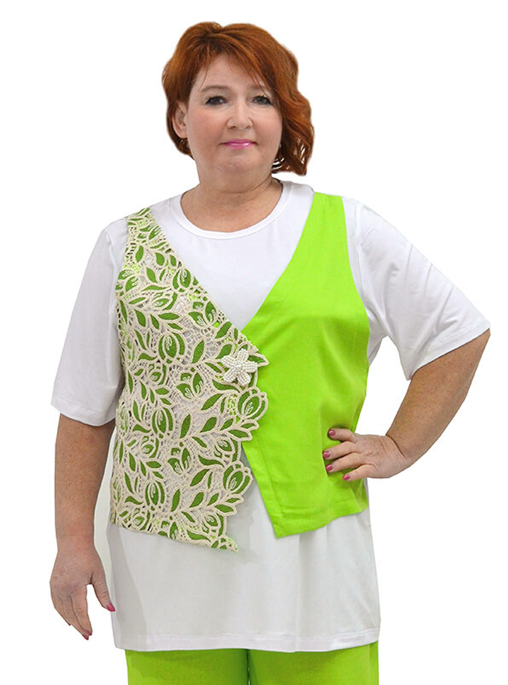 Туника с имитацией жилета Лайм