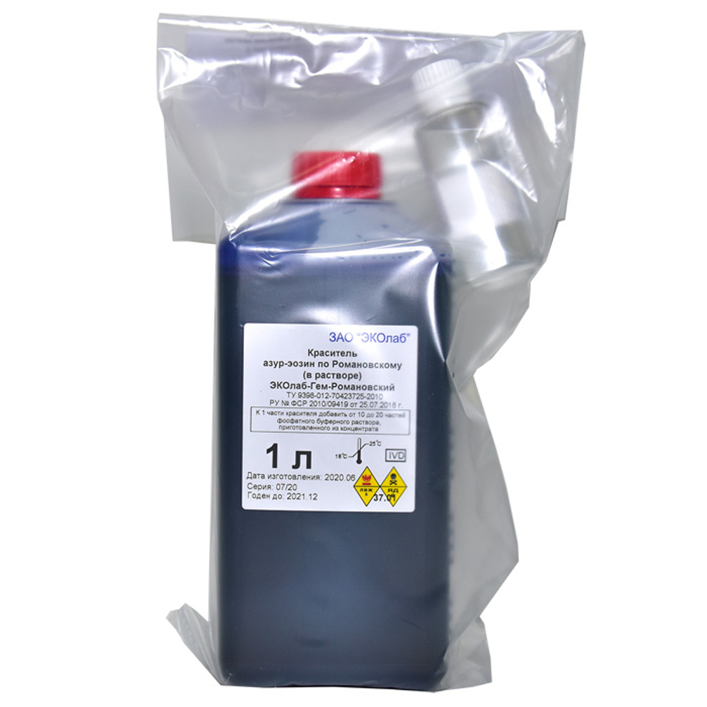 Раствор Азур-Эозин по Романовскому с буфером, Эколаб (37.01),1л/фл.