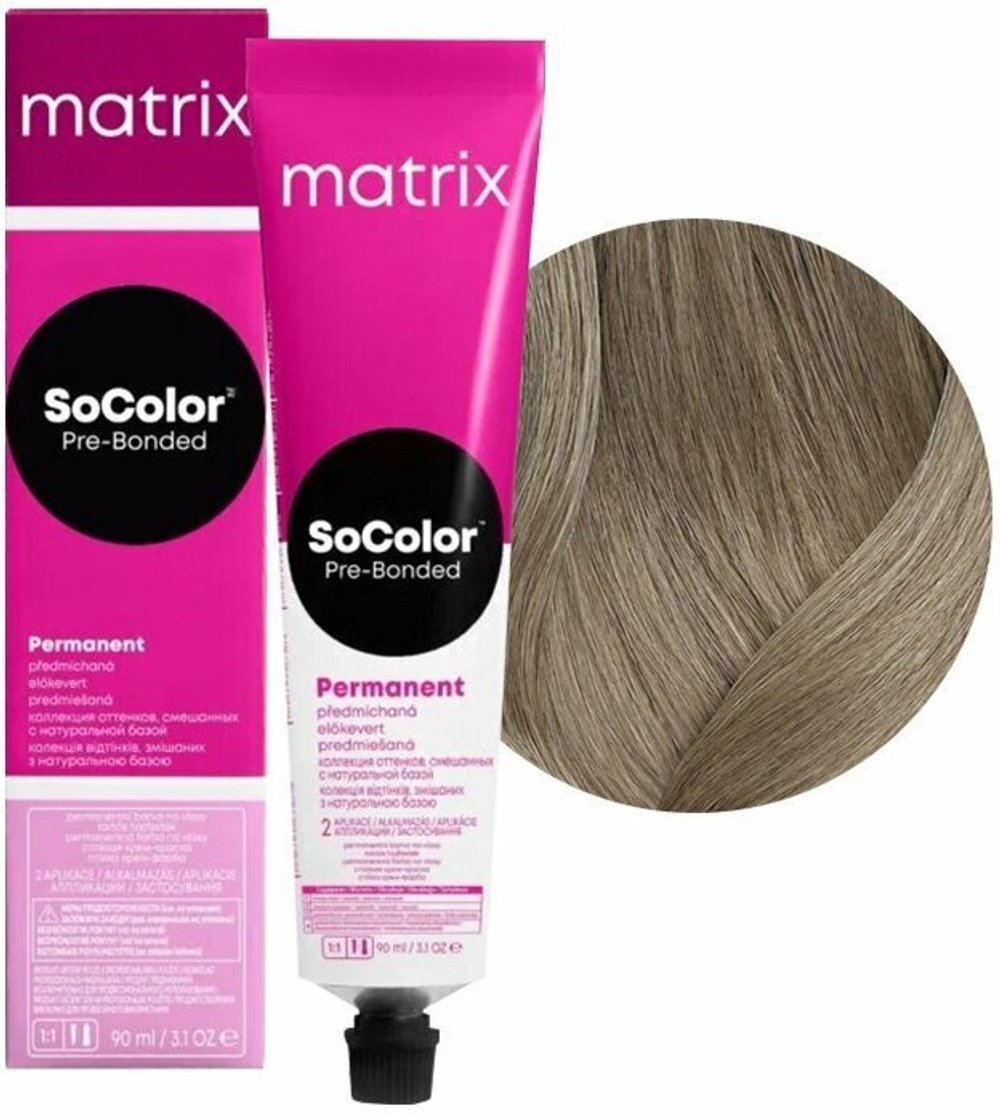 Matrix Краска для волос SoColor Pre-Bonded 8SP Светлый блондин серебристо-жемчужный 90 мл.