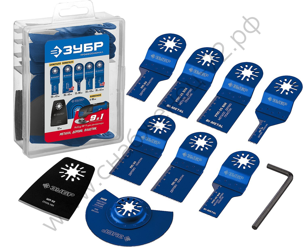 ЗУБР НР-9 UniLock, OIS-хвост., 9 предм., Набор насадок для реноватора, Профессионал (15576)