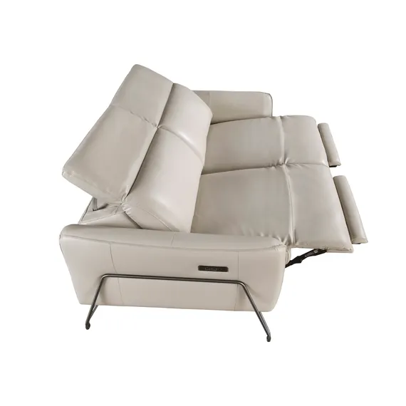 2-местный диван с реклайнером из песочной кожи, модель 6276