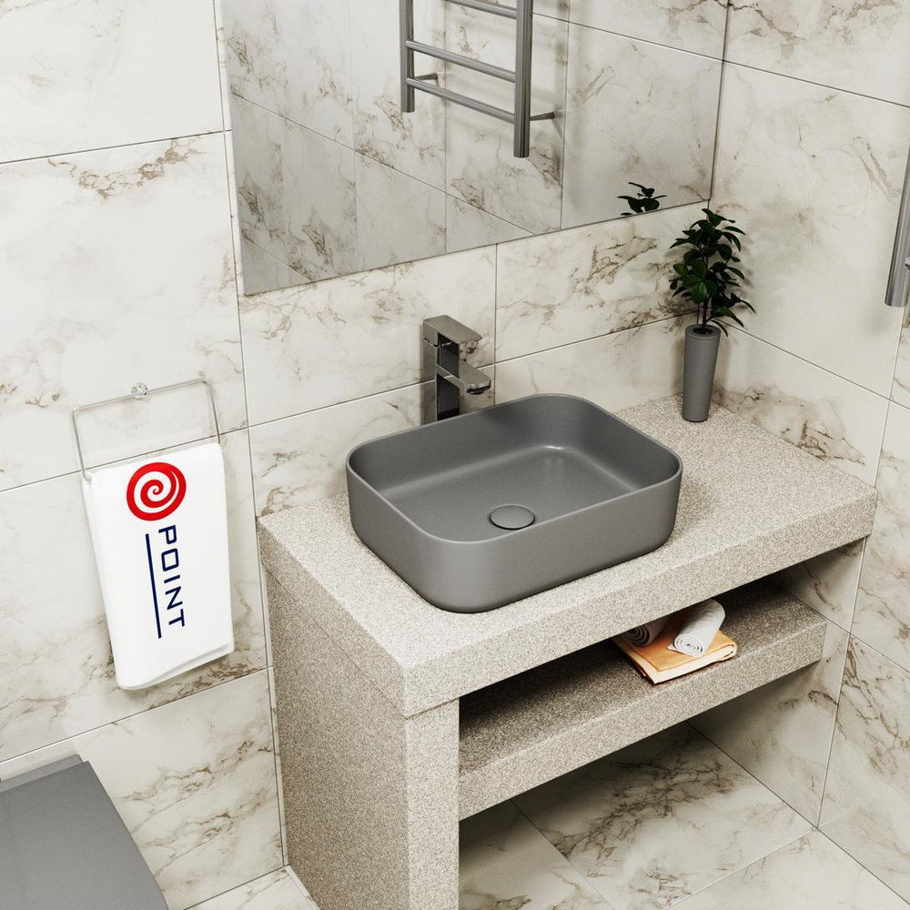 Раковина Point Меркурий 50 PN43832GM прямоугольная, графит