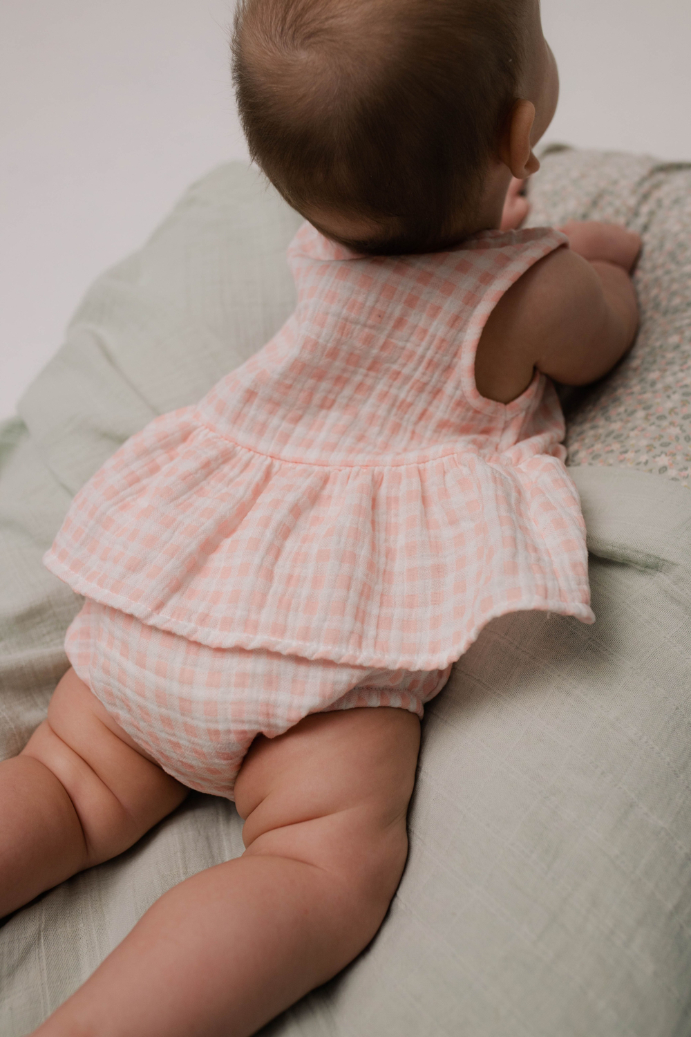 Боди-платье из муслина (клетка розовая)