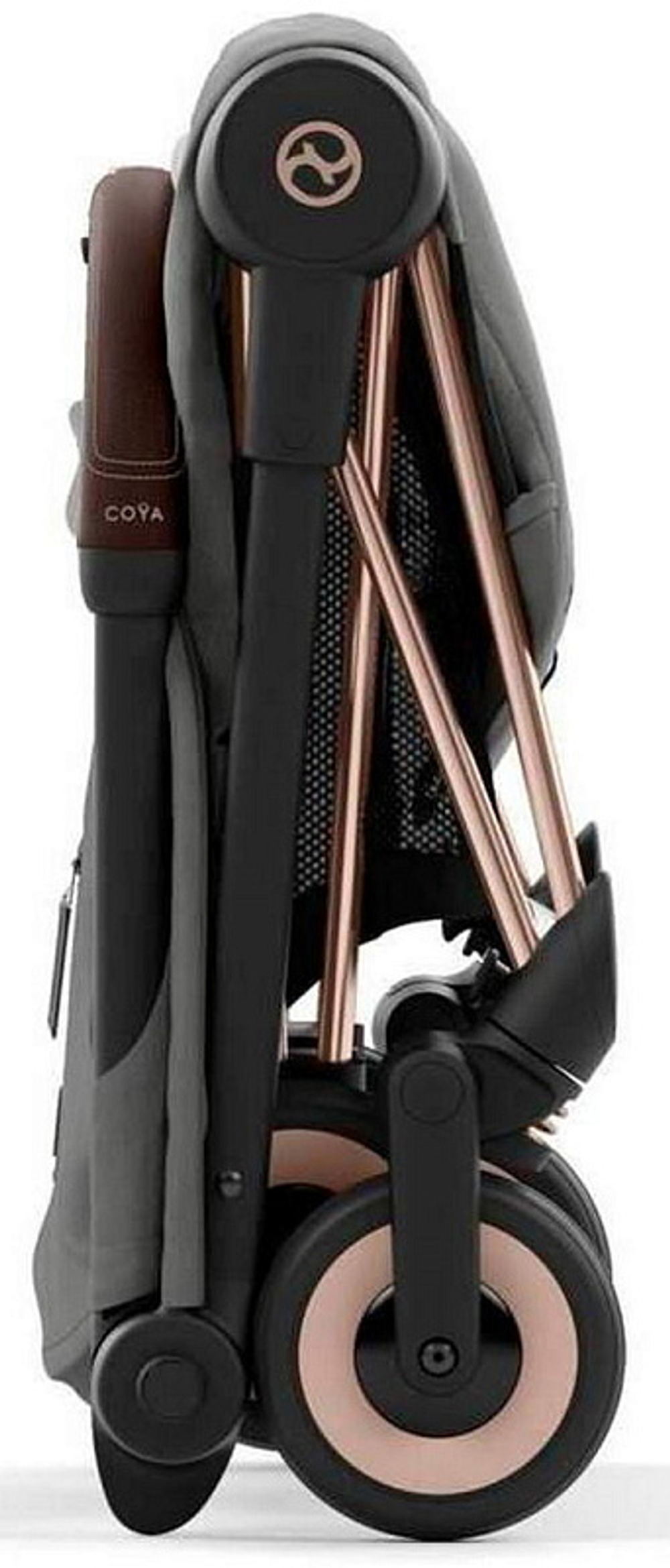 Коляска Cybex Coya Rosegold Frame Cloud G i-Size Moon Black Plus 2 в 1 Mirage Grey с дождевиком и бампером