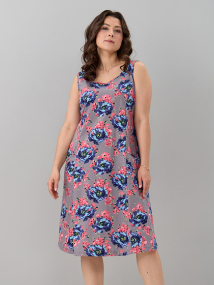 Платье П-012/серый-голубойпион