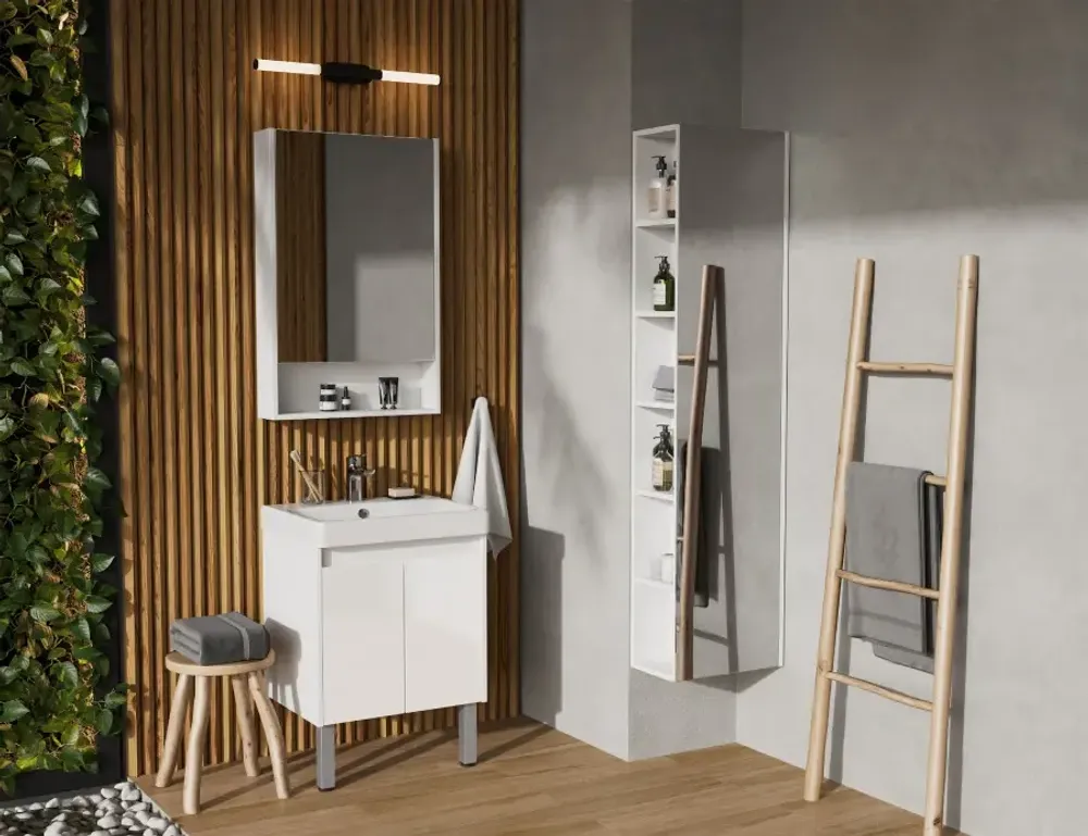 Комплект Aquaton Сканди Doors 55 белый (тумба + раковина Адриана)