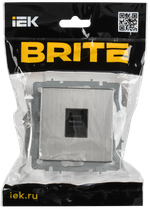 BRITE Розетка компьютерная RJ45 кат.6 РК11-БрГН металл хром/никель IEK