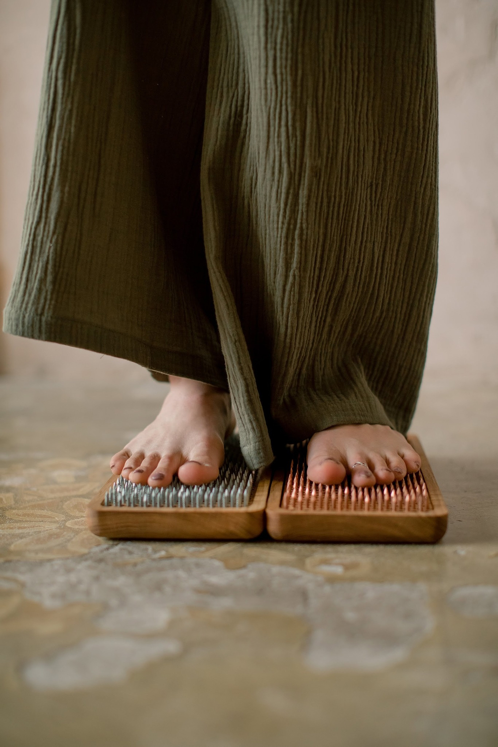 Штаны из жатого муслина Хаки