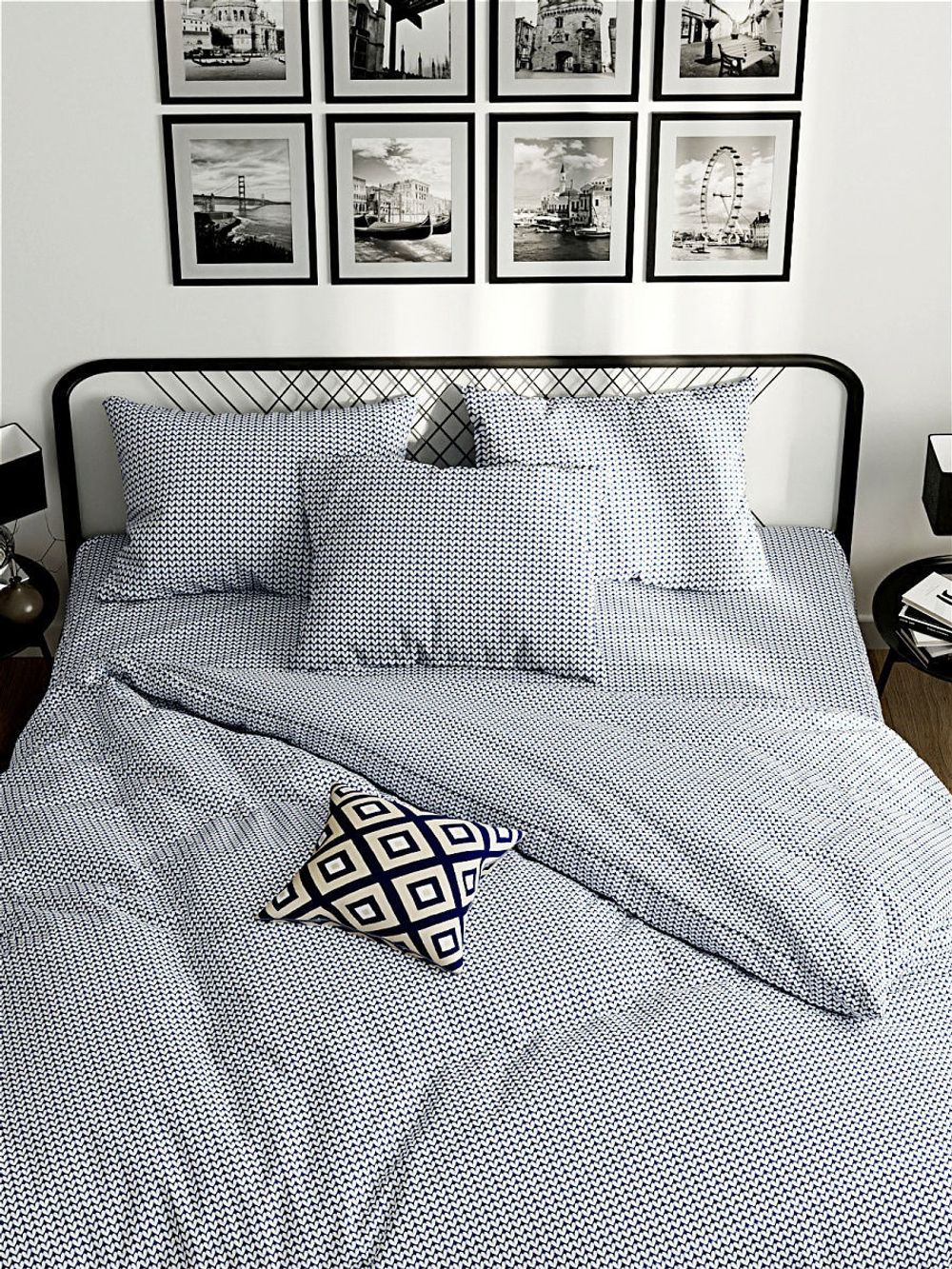 ткань Вязание на синем