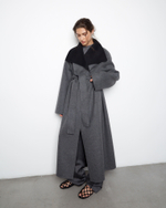 Пальто двухстороннее из шерсти Берберри серый/черный