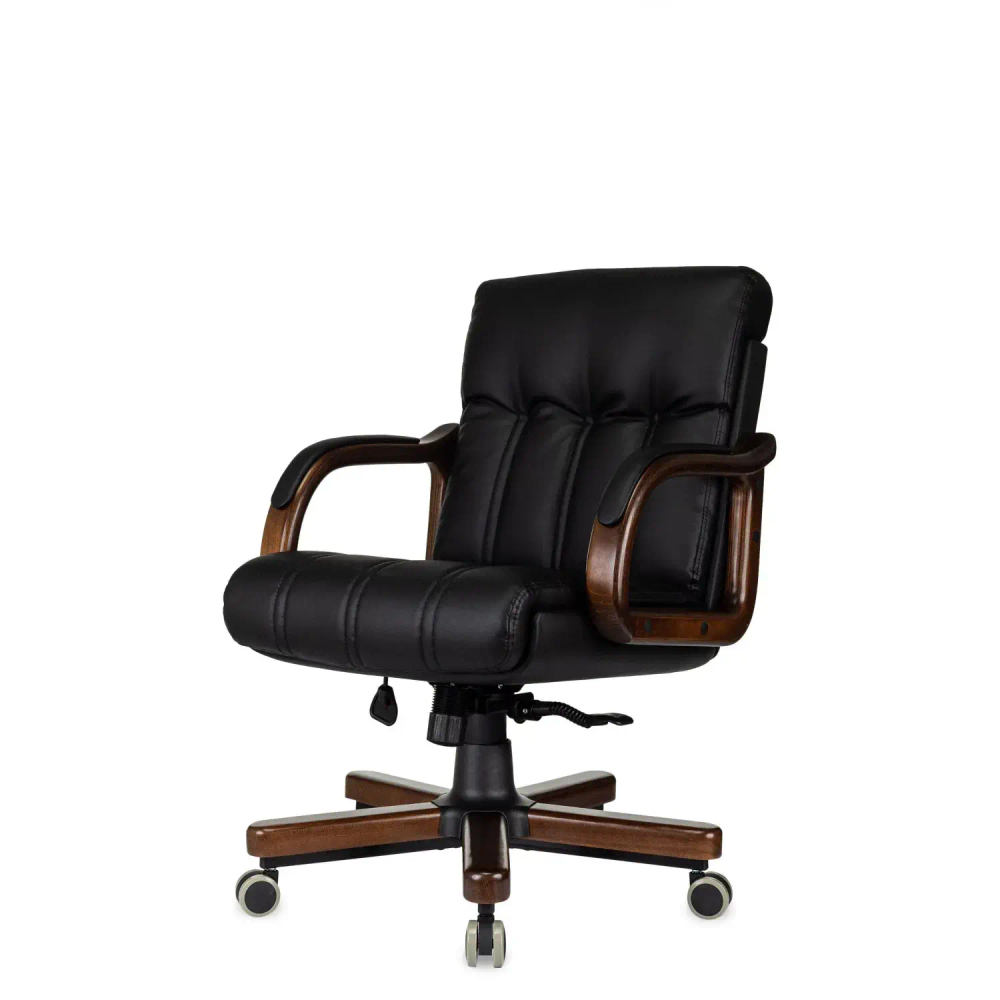 Кресло VB_ Бюрократ T-9932W-LOW-Eco черн. экокожа низ.спин крест.мет/дерево