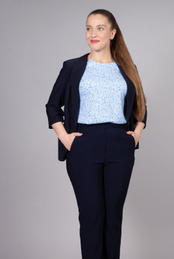 Жакет без подклада 1351Аб, Тёмно тёмно син #70ТТСи041351Аб