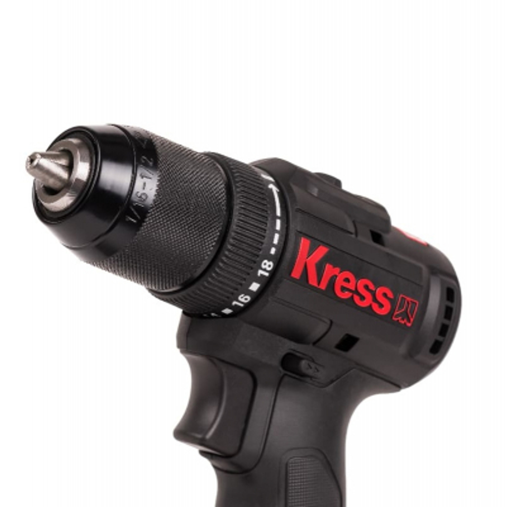 Дрель-шуруповерт аккумуляторная бесщеточная KRESS KU212.1, 20В, 50Нм, 2Ач x2, ЗУ 2А, Сумка + коробка