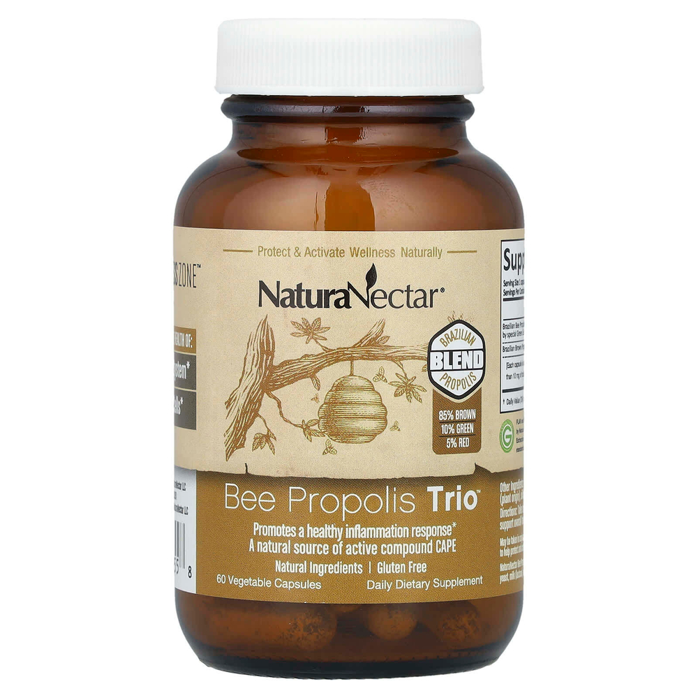NaturaNectar, Bee Propolis Trio ™, 60 растительных капсул