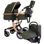 Коляска-трансформер, с автолюлькой Luxmom 601А 3 в 1 зеленого цвета